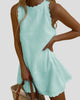 Scalloped Edge Sleeveless High-Neck Mini Dress