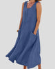 Sleeveless Scoop-Neck Maxi Sundress with Pockets