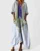 Boho Print V-Neck Half-Sleeve Maxi Dress