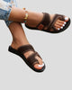 Toe Loop Slide Sandals with Criss-Cross Mesh Straps