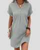 Button-Front V-Neck Ribbed Mini Dress