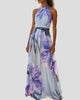 Floral Halter-Neck Maxi Dress with Waist Tie