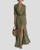 Button-Up Shirt Collar Slit Maxi Dress