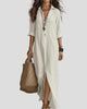 Long-Sleeve Button-Up Shirt Maxi Dress