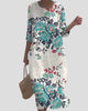 Round-Neck Three-Quarter Sleeve Maxi Dress