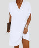 V-Neck Split-Sleeve Relaxed Mini Dress