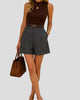 High-Waisted Pleated Tailored Short
