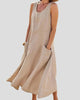 Sleeveless Scoop-Neck Maxi Sundress with Pockets