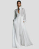 Pintuck Stand-Collar Long-Sleeve Maxi Dress