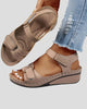 Low Wedge Sandals with Adjustable Hook-and-Loop Straps