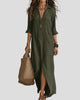 Long-Sleeve Button-Up Shirt Maxi Dress