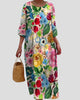 Round-Neck Three-Quarter Sleeve Maxi Dress