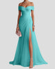 Elegant Off-Shoulder Pleated Maxi Dress with Split