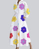 Long-Sleeve V-Neck Cinched-Waist Pleated Maxi Dress