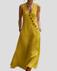 Sleeveless Asymmetric Button-Front Maxi Sundress