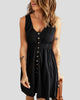 Sleeveless V-Neck Button-Front Mini Dress