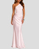 One-Shoulder Ruched Maxi Dress with Draped Waist