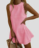 Scalloped Edge Sleeveless High-Neck Mini Dress