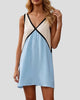 Colour Block V-Neck Sleeveless Mini Dress
