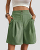 High-Waisted Pleated Wide-Leg Shorts