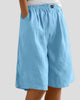 Elasticated Wide-Leg Pleated Knee-Length Shorts