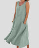 Sleeveless Scoop-Neck Maxi Sundress with Pockets