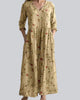 Floral V-Neck Three-Quarter Sleeve Maxi Dress