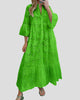 Eyelet V-Neck Maxi Dress with Flared Sleeves