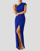 One-Shoulder Maxi Dress with Wrap Skirt and Side Slit