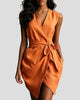 V-Neck Sleeveless Wrap Mini Dress