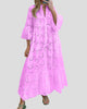 Eyelet V-Neck Maxi Dress with Flared Sleeves