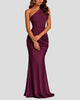 One-Shoulder Ruched Maxi Dress with Draped Waist