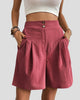 High-Waisted Pleated Wide-Leg Shorts