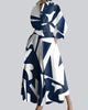 Long-Sleeve V-Neck Cinched-Waist Pleated Maxi Dress