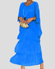 Round-Neck Batwing-Sleeve Tiered Maxi Dress