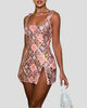 Sequin Diamond Print Square-Neck Mini Dress