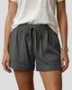 Drawstring Waist Patch-Pocket Shorts