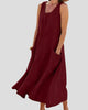 Sleeveless Scoop-Neck Maxi Sundress with Pockets