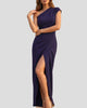One-Shoulder Maxi Dress with Wrap Skirt and Side Slit