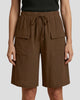 Drawstring Waist Cargo Bermuda Shorts