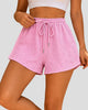 High-Waisted Textured Drawstring Shorts