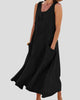 Sleeveless Scoop-Neck Maxi Sundress with Pockets