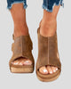 Peep-Toe Studded Wedge Sandals with Adjustable Ankle Strap
