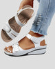 Low Wedge Sandals with Adjustable Hook-and-Loop Straps