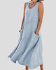 Sleeveless Scoop-Neck Maxi Sundress with Pockets