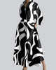 Long-Sleeve V-Neck Cinched-Waist Pleated Maxi Dress