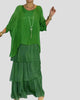 Round-Neck Batwing-Sleeve Tiered Maxi Dress