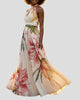 Floral Halter-Neck Maxi Dress with Waist Tie