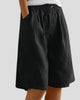 Elasticated Wide-Leg Pleated Knee-Length Shorts