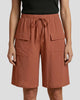 Drawstring Waist Cargo Bermuda Shorts